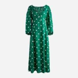 Sweetheart long-sleeve midi dress in polka dot (NWT)